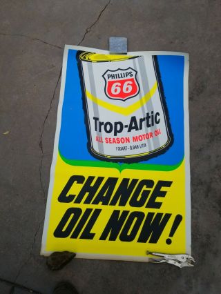 Vintage Phillips 66 Sixty - Six Gas Station Trop - Arctic Motor Oil Can Sign Poster