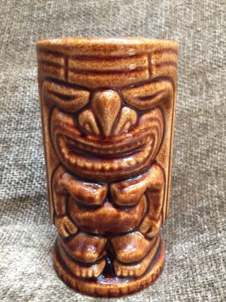 Vintage Ceramic Brown Glaze Tiki Mug 8 Oz Tiki Bar Hawaii Polynesian Deco