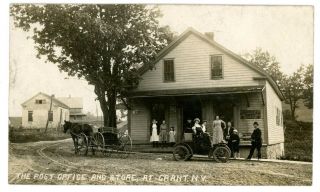 Grant Ny - Post Office & Store - Rppc H.  M.  Beach Postcard Adirondacks Oneida County