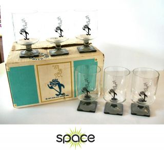 Set Of 6 Star - Kist Charlie Tuna Footed Drinking Glasses - - Mib Nos