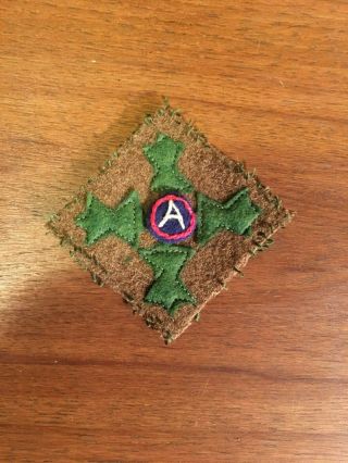 Wwi Us Army 4th Division,  Third Army Patch Wool