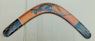 Australian 16 In.  Wooden Boomerang With Hand Painted Aboriginal Art.