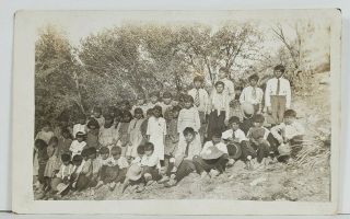 Rppc Indian School Students On The Hillside Photo 1918 / 1919 Photo Postcard O17