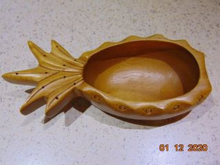Vintage Monkey Pod Wood Pineapple Bowl Serving Dish Bowl Trinket Dish,  Hawaii