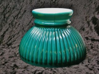 Green Over Opal Ribbed Cased Glass Student Lamp Shade For 6 " Fitter