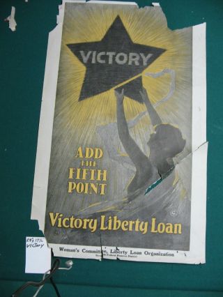 World War - 1 Poster 28 " X 17 - 1/2 " Victory