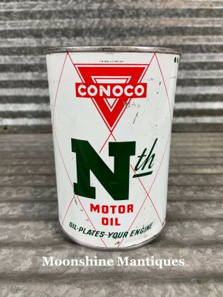 1940’s Conoco Nth Motor Oil Can 1 Qt.  - Gas & Oil