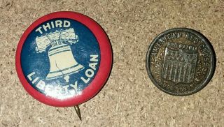 Wwi Third Liberty Loan Pin,  Arc Blood Donor Pin World War I Ww1 Red Cross