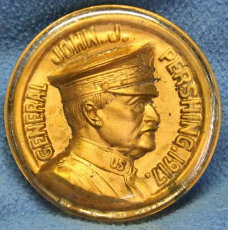 Wwi General John J Pershing 1917 4 " Glass Paperweight Copyrighted Oct.  1918 Look