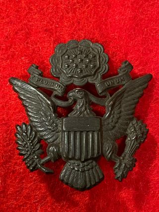 Wwi Us Army Aef Officer Dress Hat Cap Badge Insignia