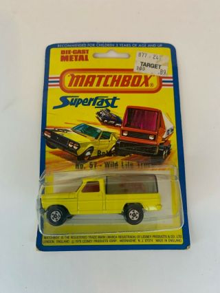 1973 Matchbox Superfast 57 Wild Life Truck - Yellow - Nib Made In England Lesney