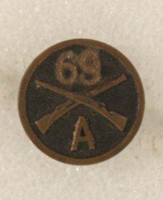 Army Enlisted Collar Disc: Co.  A,  69th Infantry Regiment - Wwi