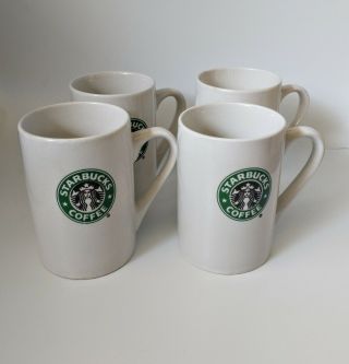 4 Starbucks White Ceramic Coffee Mug Cup Double Sided Mermaid Logo 10 Oz 2008