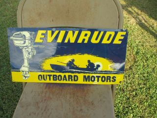 Vintage Evinrude Outboard Motors Advertising Metal Sign Fishing Boat 20 " X 9 1/2