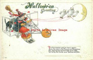 Halloween,  Nash No 33 - 3,  Witch Flying The Ace Of Hearts Aeroplane