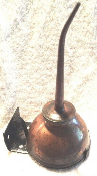 Vintage Gas & Oil Copper Oil Cans With Metal Holder Bracket Steampunk (1)