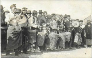Rppc Native American Drummers At San Ildefonso Mexico C1910 - 20s
