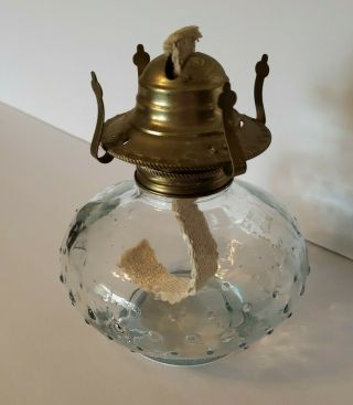 Vintage Lamplight Farms Hobnail Clear Glass Oil Lamp Base Burner Only No Globe