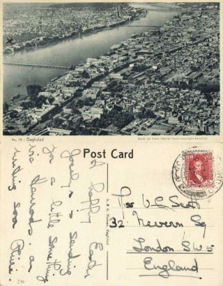 Iraq,  Baghdad Bagdad,  Royal Air Force Aerial View (1945) Postcard
