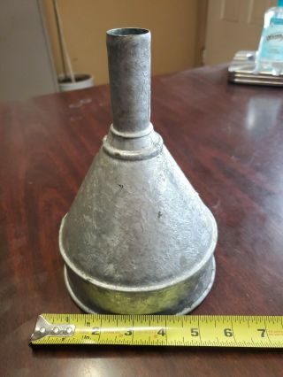 .  Vintage Large 6 X 8 Galvanized Metal Funnel With Filter.  Gas Oil