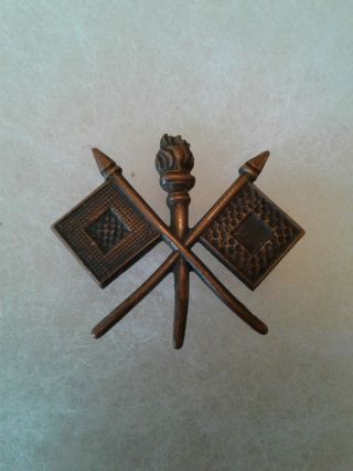 Authentic Wwi Us Army Signal Corps Officer Collar Insignia Lapel Pin