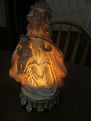 Vintage Aladdin Usa Lamp Madonna Night Light Mother Mary Baby Religious