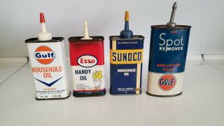 Vintage Gulf,  Sunoco,  Esso Household Oil & Gulf Lighter Fluid & Spot Remover