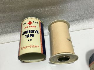 5 Metal Cans of Vintage Red Cross ZO Adhesive Tape,  Johnson & Johnson,  NOS 2
