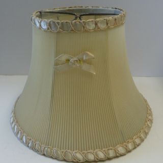Vintage Pleated Plastic Lamp Shade W/bow & Flower,  Ribbon Decoration Top & Bottom