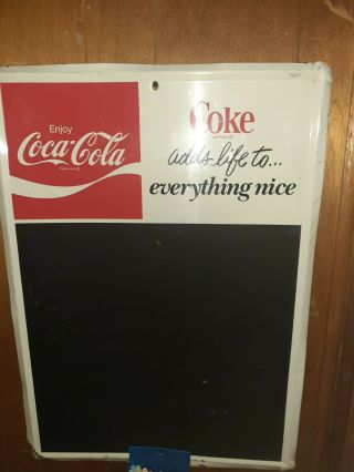 Vintage Coca - Cola Chalkboard Sign Coke Adds Life To Everything