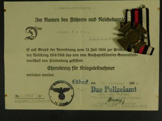 Imperial German Document For The Ehrenkreuz W/ The Medal - - - - - - M456