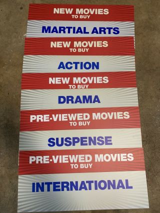 10 Blockbuster Video Vhs Dvd Retail Store Display Category Sign 24”x7” Movies