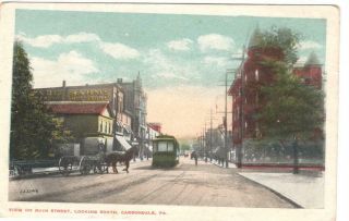 View On Main Street Looking South,  Carbondale,  Pa With Trolley