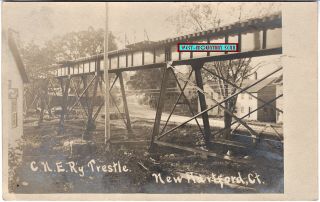 Hartford Ct C.  N.  E.  Railway Trestle Real Photo By Foote Canton Ctr Rppc