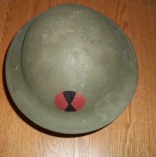 U.  S.  Army 7th Infantry " Doughboy " Combat Helmet With Liner & Straps