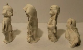 Set of 4 Native American Figurines - Plain White - Paintable Figurine Set 3