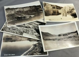 5 1930 Dry Falls Grand Coulee Blue Soap Lake Washington Rppc Real Photo Postcard