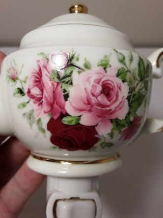 Formalities By Baum Bros.  Porcelain Roses Tea Pot Wall Plug In Nightlight 3
