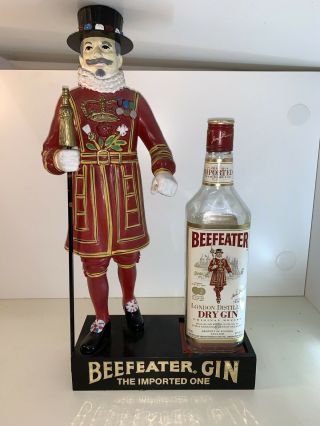 Vintage Beefeater Gin The Imported One Display Sign Kobrand Man Royal Man Cave - 2