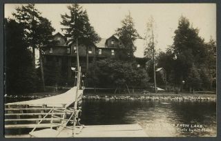 Big Moose Ny: C.  1910s Rppc Real Photo Postcard Higby Camp From Lake - H.  M.  Beach