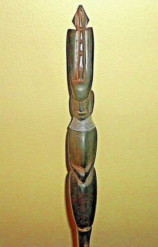 Vintage Hand Carved Ebony Wood African Tribal Man W/ Neck Collar Letter Opener