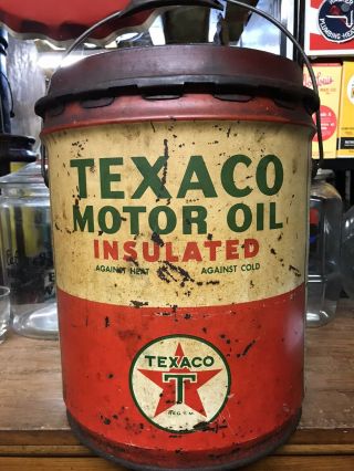 Htf Vintage Texaco 5 Gallon Oil Can Sign Standard Esso Sinclair Pure Shell Amoco