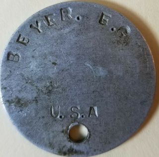 World War I Dog Tag F.  G Beyer Usa / 3336336