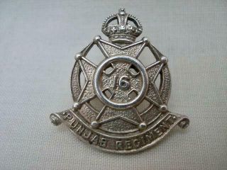 Punjab Regiment Hallmarked 1934 Silver Side Cap Badge By James Dixon & Son
