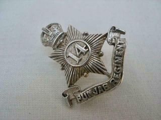 Punjab Regiment Hallmarked 1924 Silver Side Cap Badge By J.  R.  Gaunt Of London