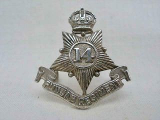 Punjab Regiment Hallmarked 1924 Silver Side Cap Badge By J.  R.  Gaunt Of London.