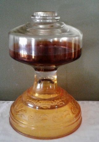 Vintage Amber Clear Glass Kerosene /oil Lamp Base No Burner/chimney