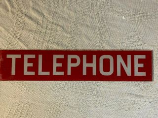 One Vintage Glass " Telephone " Booth Sign 22 1/4 " X 4 5/8 "