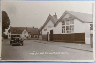 1935 Real Photo Elsenham Bishops Stortford Postcard - The Village Hall Motor Car