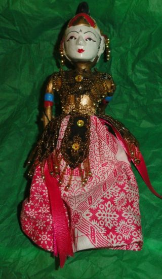 Indonesian Golek Wayang Wooden Puppet Dolls Colorful Jeweled